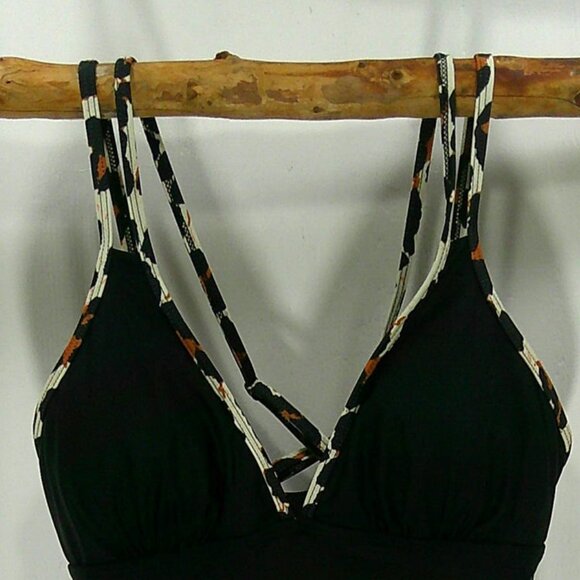 B2prity NWT One Piece Swimsuit V Neck Black Tummy Control Size Large. - Picture 2 of 5